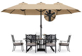 ABCCANOPY 15FT Double-Sided Aluminum Table Patio Umbrella Garden Large Umbrella,Swimming Pool 12+Colors,Khaki ABCCANOPY