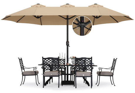 ABCCANOPY 15FT Double-Sided Aluminum Table Patio Umbrella Garden Large Umbrella,Swimming Pool 12+Colors,Khaki ABCCANOPY