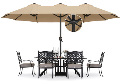 ABCCANOPY 15FT Double-Sided Aluminum Table Patio Umbrella Garden Large Umbrella,Swimming Pool 12+Colors,Khaki