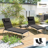 Outsunny Outdoor Lounge Chair Cushion Set of 2, 80" x 26" UPF50+ 230gsm Olefin and 25D High-Density Foam, Foldable Patio Chaise Lounge Cushion Set, Fade Resistant for Lawn Pool, Black