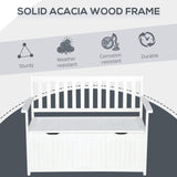 Outsunny 41 Gallon White Wooden Outdoor Storage Bench with Waterproof Lining and 2-Seat Capacity Outsunny