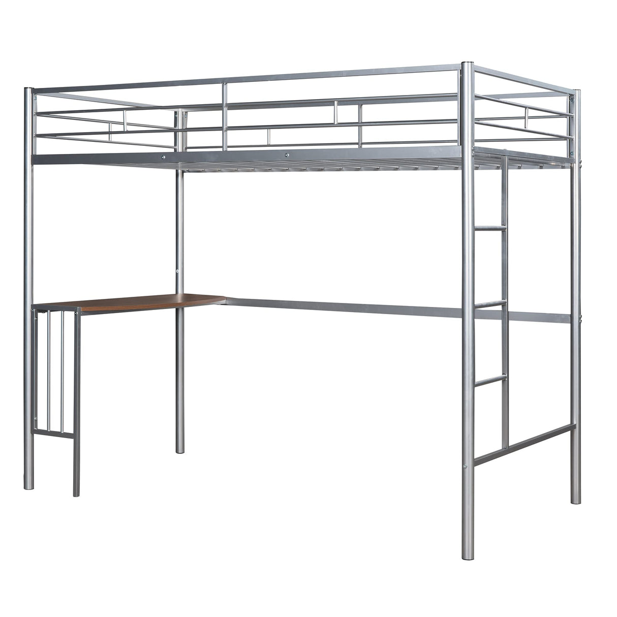 Harper & Bright Designs Metal Loft Bed with Desk, Teen Twin Size Loft Bed Frame Built-in Ladders, Safety Guardrails, Noise Free, Noise Free, No Box Spring Needed (Silver) Harper & Bright Designs