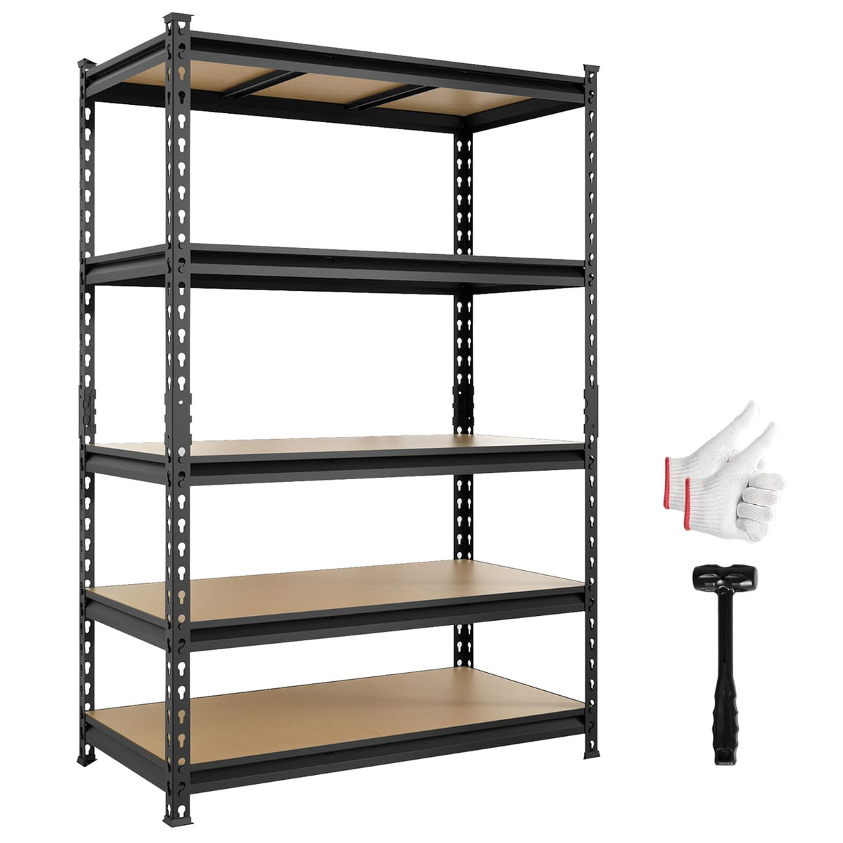 BIG RED 5 Tier Heavy Duty Garage Storage Shelving: Adjustable Metal Utility Shelving Rack for Garage, Basement, Pantry, Closet - 3,000lb Capacity (72"x48"x24") Black BIG RED