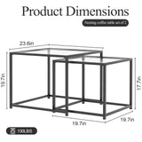 Glass Nesting Coffee Table Set of 2, Modern Minimalist Center Tables, Living Room Coffee Tables for Home, Office, Bedroom, Small Spaces, Space-Saving, Black Adompacat