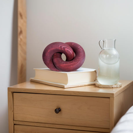 GUDAGUU Wood Knot Decor- 2 Link Wooden Chain Link Decor, Round Coffee Table Decor Book Shelf Decor Accents Art Decor Living Room Decor Items Farmhouse Boho for Christmas Decorations GUDAGUU
