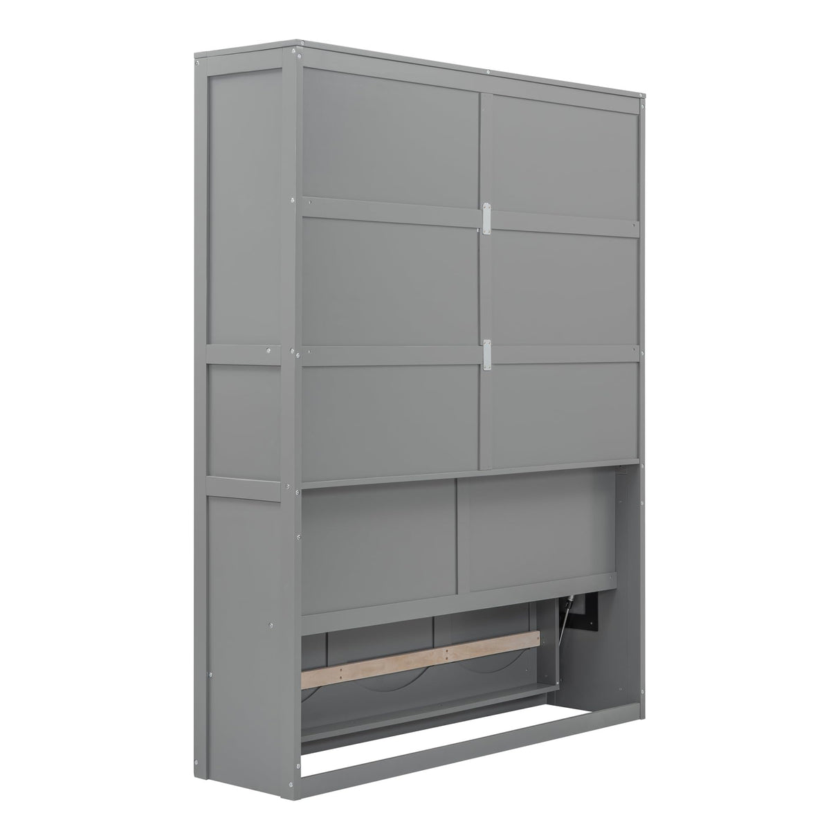 Merax Queen Size Murphy Bed, Wood Queen Murphy Cabinet Bed with Shelves, for Home Office or Small Room, Gray Merax