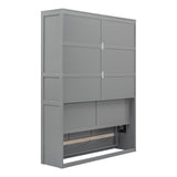 Merax Queen Size Murphy Bed, Wood Queen Murphy Cabinet Bed with Shelves, for Home Office or Small Room, Gray Merax
