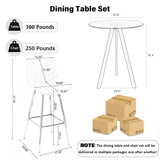 SIZOTA 3 Piece Pub Dining Set, Modern Round Bar Table and Chairs for 2, 30" Counter Height Barstools and Glass Kitchen Table Set, 31" Small Dining Table with 2 Stools(Beige) SIZOTA