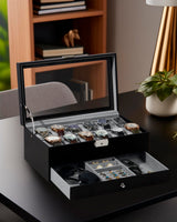 GUKA Watch Box 12 Slot Watch Display Organizer Leather Jewelry Case Drawer Glass Birthday for Men Women, Child Husband Dad GUKA