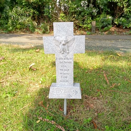 ALLMKPY Angel Dog Outdoor Memorial Garden Lawn Cross Headstone, Lost Dog Pet Dog Funeral Memorial Sympathy Gift, Dog Cadaver Burial Site Marker - WoodArtSupply