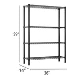 Standing Shelving Units, 36" W x 14" D x 59" H Metal Storage Shelves, Adjustable Carbon Steel Wire Shelving Rack Display Shelf for Garage Bathroom Kitchen Home Office (4-Tiers, Black) SoSo-BanTian1989