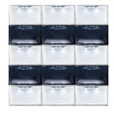 JNTKE 2 Packs LED Sneakers Boxes, Stackable Clear Shoe Display Cases, Plastic Shoe Storage Organizer for Closet, Magnetic Open Collection Storage Containers with Lids, White JNTKE