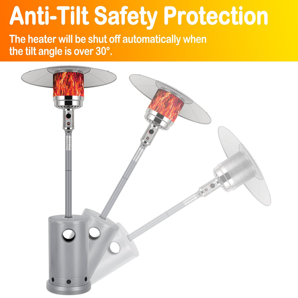 Hykolity 50,000 BTU Patio Heater with Sand Box, Table Design, Double-Layer Stainless Steel Burner, Wheels, Tip-over Protection System, Outdoor Heater for Home and Residential, Silver hykolity