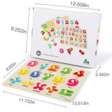 GRINNNIE Wooden Peg Puzzle for Toddlers 2 3 4 Years Old, 4 PCS Montessori Educational Learning Puzzles Set-Numbers, Letters, Animals and Fruits, Great Preschool Gifts for Girls and Boys GR GRINNNIE