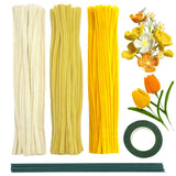 URSDIART 311pcs Pipe Cleaners Flowers Kit,300pcs Yellow Pipe Cleaners Crafts Chenille Stems Bulk 10 Flower Stems Green Tape, Art and Craft Projects Supplies for Flowers, Classroom Project,Decoration URSDIART