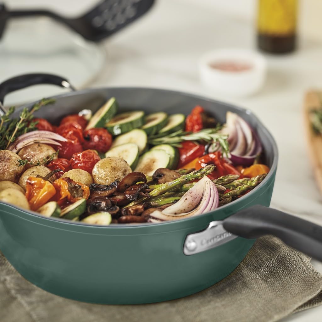 Cuisinart Preferred Pan 4-Pc Set - Sensible Sage Green (4.5 Qt. Multi-Purpose Pan w/Cover, Steamer, Slotted Turner) Cuisinart