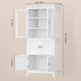 Akxomel 53.1" Tall Bathroom Storage Cabinet with 6 Doors and Adjustable Shlef, Bathroom Organizers and Storage, Linen Cabinet, Cupboard for Living Room, Kitchen, Entryway, White Akxomel
