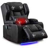 Oprisen Power Recliner Chair Overstuffed Home Theater Seating w/Heat Massage Electric Movie Gaming Sofa Reclining Sleeper Chair with LED Light/Lumbar Pillow/USB Port/Cup Holders Oprisen