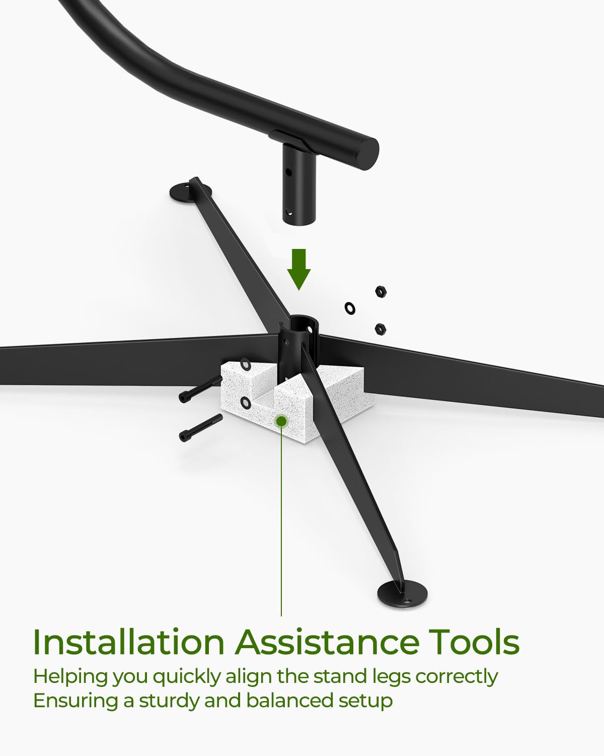 GREENSTELL Hammock Swing Stand, Hanging C-Stand with Spring Hook, for Indoor, Outdoor, Sturdy Hanging Stand Max Load 330lbs GREENSTELL