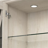 Bush Furniture Lennox Farmhouse Curio Cabinet with Glass Doors and Shelves in Linen White Oak | Tall 5 Shelf Display Case for Living Room or Home Office Bush Home