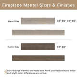POPRHINO Fireplace Mantel Shelve, Solid Wood Baked Finish Wall-Mounted Floating Shelf for Over Fireplace, Handcrafted Floating Fireplace Mantels with Wooden Bracket, 60 x 8 x 6 Inches, Natural POPRHINO