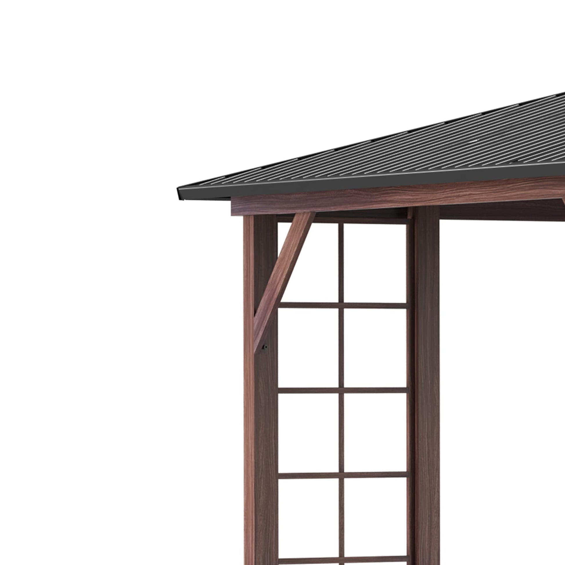 Outsunny 10' x 12' Hardtop Gazebo with Galvanized Steel Roof, Wood Grain Steel Frame, Heavy Duty Permanent Pavilion Outdoor Gazebo, for Garden, Patio, Backyard, Deck, Lawn - WoodArtSupply