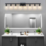 DIKAIDA 8 Light Bathroom Vanity Lights Over Mirror, 52inch Black Vanity Lights Fixtures Matte Black Modern Vanity Lights Black Bathroom Wall Lighting for Mirror Bedroom,Living Room DIKAIDA