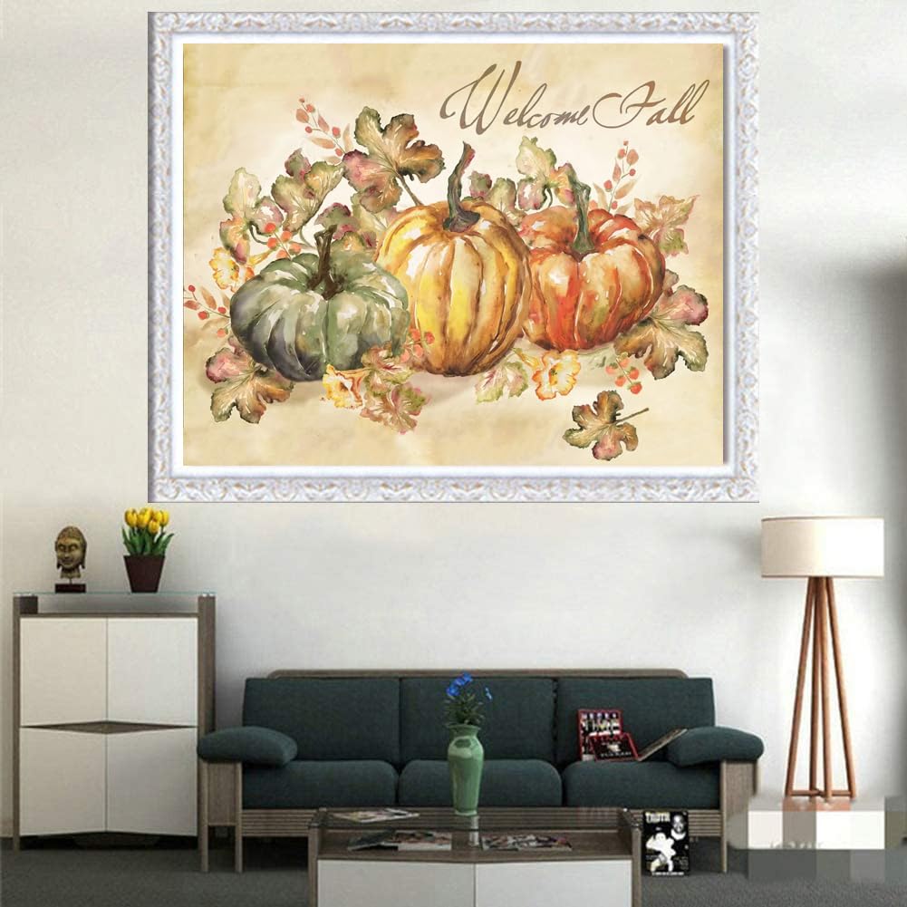 Apcufir Fall Paint by Numbers for Adults,Pumpkin Paint by Numbers Kits for Beginner,Autumn Paint by Number on Canvas for Holiday Home Wall Decor 16X20 Inch Apcufir