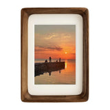 FLECHAZO 4x6 Picture Frame Wood with 3x5 Mat, Natural Solid Walnut Wooden 4 by 6 Photo Frames for Tabletop or Wall Mounting Display FLECHAZO