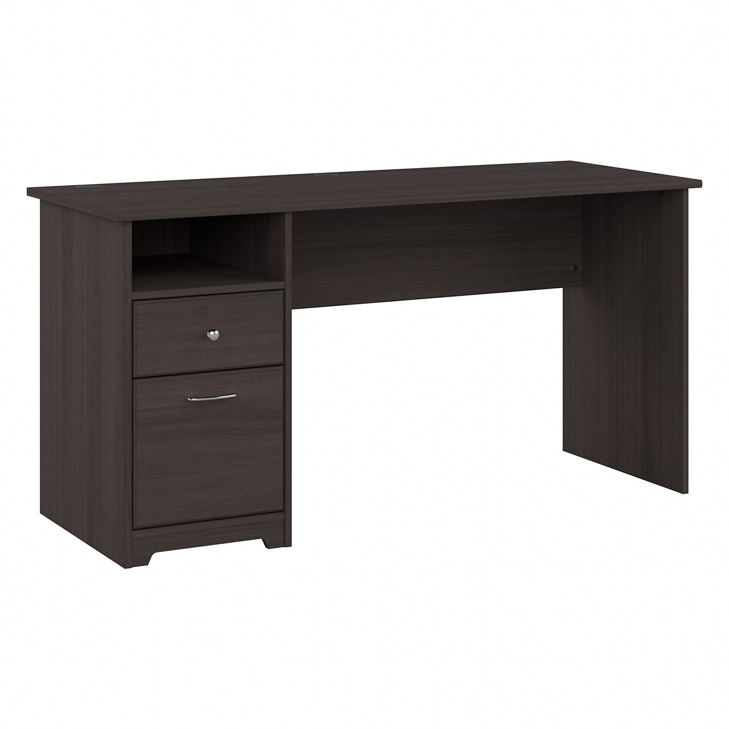 Bush Business Furniture Cabot Desks for Home Office with Storage and Chrome Hardware, Elegant Computer Table with Drawers, 60W, Heather Gray - WoodArtSupply