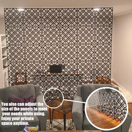 Stepstall 12 Pcs PVC Hanging Room Divider,Thick Decorative Flower Design Room Divider Partitions Panel Screen for Decorating Bedroom Dining Kitchen Office Studio Restaurant Hotel Decor Stepstall