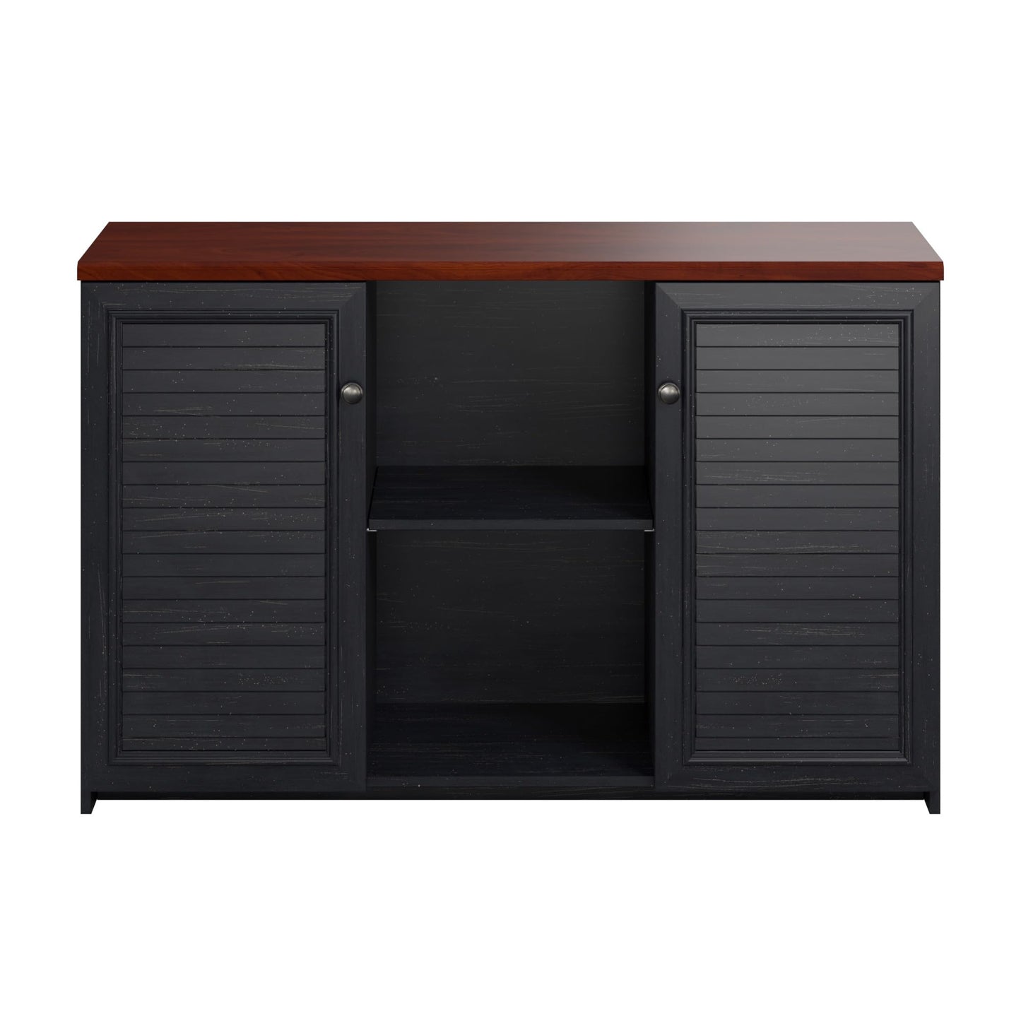 Bush Business Furniture Fairview Antique Black Accent Cabinet with Doors and Adjustable Shelves - WoodArtSupply