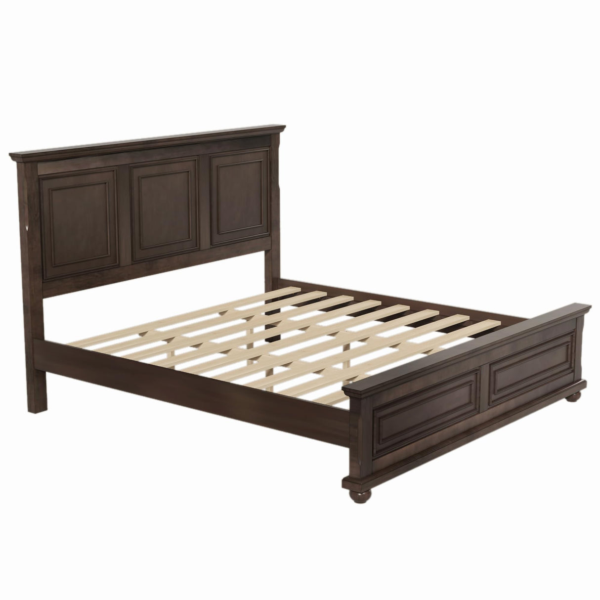 Merax Traditional Town Bed Frames and Country Style Pinewood Vintage King Bed, Rich Brown Merax