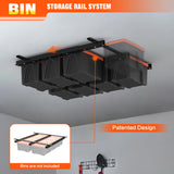 TORACK Garage Ceiling Bin Storage Rack, Overhead Tote Storage Rail System Heavy Duty Adjustable Tote Slide Garage Storage System(Bins are not included) TORACK