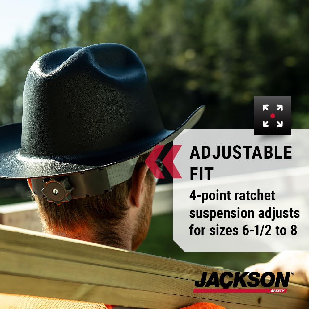 Jackson Safety Cowboy Hard Hat - Western Outlaw Style Construction Helmet with Full Brim Sun Shade - ANSI Z89.1 & OSHA Compliant - (Multiple Colors) JACKSON SAFETY