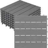 Interlocking Deck Tiles Pack - Snap Together Plastic Flooring | 12 x 12 Plastic Outdoor Flooring for Patio | Click Floor Decking Tile Outdoors Balcony Flooring, Wooden Parquet Flooring (8) Majestick Goods