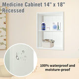Nalwort 14" x 18" Recessed Medicine Cabinet, 2-Tier Wall Niche for Bathroom, Bedroom, Living Room, Kitchen, White, Solid Wood Wall Medicine Cabinet Nalwort