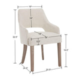 DM Furniture Farmhouse Dining Chairs Set of 2 Linen Kitchen Chairs with Arm Upholstered Accent Side Chair w/Wood Legs for Living Room/Dining Room/Bedroom/Restaurant, Cream DM Furniture