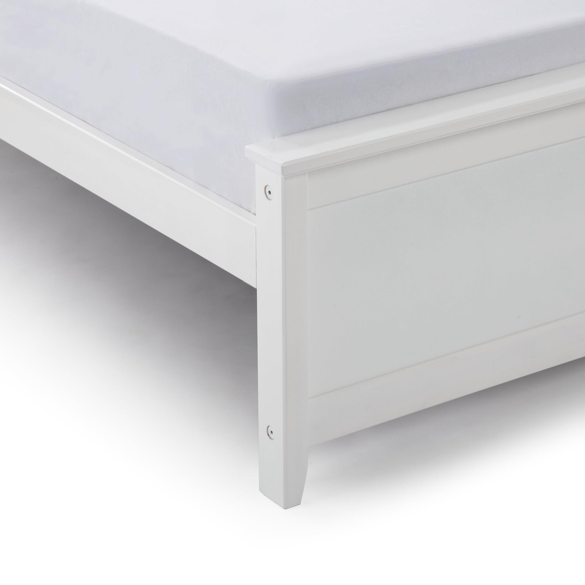 Solid Wood Queen Bed Frame with Headboard - Minimalist Design in White - WoodArtSupply