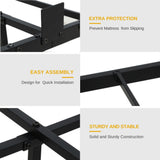 DWVO Full-Size Floating Bed Frame, Metal Platform Bed with LED Light, Charging Hub and Sturdy Steel Slats, Box Spring No Needed, Simple Setup (Black) DWVO