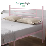 Novilla Queen Bed Frame with Headboard and Footboard, 14 Inch Metal Platform Bed Frame with Under Bed Storage, No Box Spring Needed, Strong Metal Slats Support, Pink Novilla