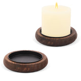 Hatway Wood Candle Holder Farmhouse Decor Wooden Pillar Candles Tray for Table Centerpiece Small Decorative Tray Riser Round Wooden Plate Pedestal Stand for Coffee Table for Christmas Decor Mu-2 Hatway