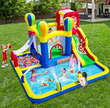 Baralir Inflatable Bounce House with Water Slide – Backyard Inflatable Water Park with 4 Sprinklers, 2 Splash Pools, Fits 5 Kids, Perfect for Summer Fun & Cooling Down Baralir