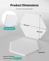 18 Pack Hexagon Acoustic Panels, Self-Adhesive Soundproof Wall Panels, High Density Acoustic Wall Panels, Sound Proofing Panels for Walls, Office, Reccording Studio, Ceiling 12" X 10" X 0.4" White Soundsbay