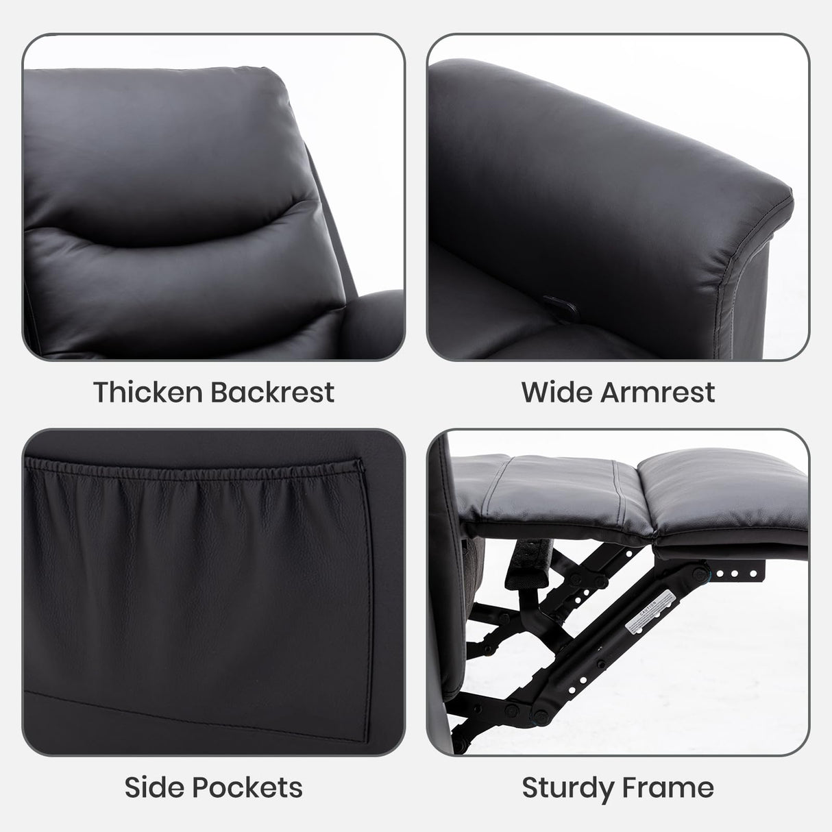 Consofa Reclining Sofa, 3 Seater Recliner Sofa with Flipped Middle Backrest,Cup Holder, Loveseat Recliner Sofa PU Leather Manual Reclining Couch for Living Room, Home Theater Seating Consofa