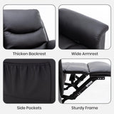 Consofa Reclining Sofa, 3 Seater Recliner Sofa with Flipped Middle Backrest,Cup Holder, Loveseat Recliner Sofa PU Leather Manual Reclining Couch for Living Room, Home Theater Seating Consofa