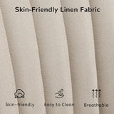 Furniliving 36.8'' Mid Century Modern Swivel Accent Chair for Living Room, Wood Desk Chair with Arms Mid Back Arm Chairs Upholstered Home Office Chair No Wheels for Home Office/Bedroom, Beige Furniliving