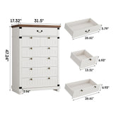 Maupvit Farmhouse 7 Drawer Dresser for Bedroom, 47" Tall Dresser Wood Chest of Drawers, Organizer Drawers for Bedroom, Living Room, Storage Room, Antique White Maupvit