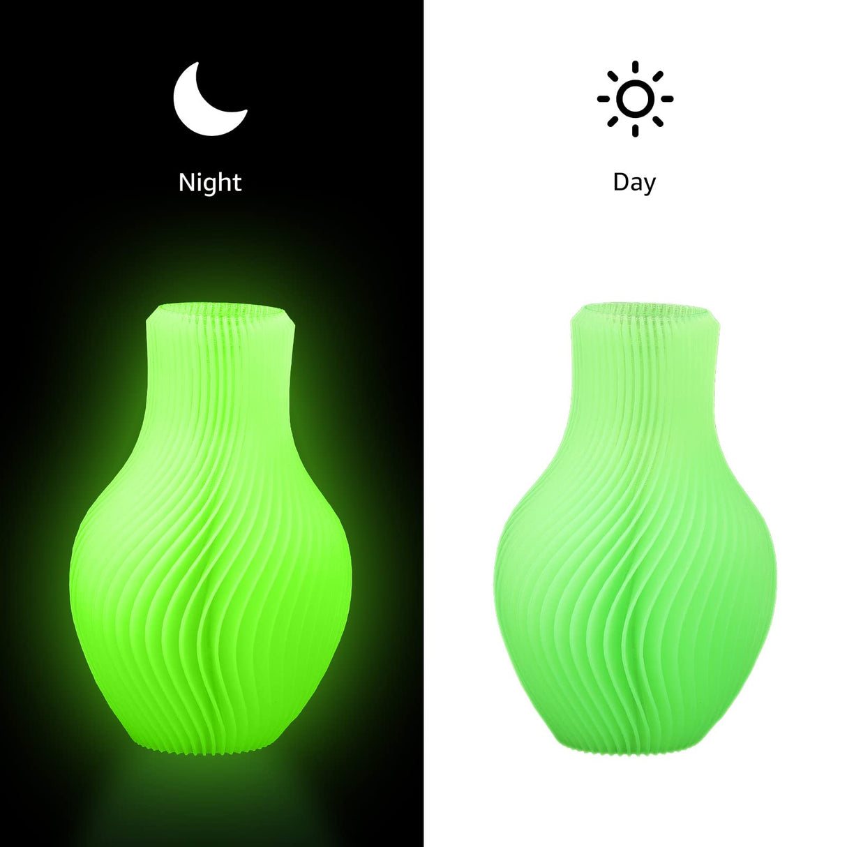 Dikale PLA+ 3D Printer Filament Luminous Green, 1.75mm No Tangle, Net Weight 2.2lbs Spool (1kg）, PLA Pro Plus, Green with Glow in The Dark Effect dikale