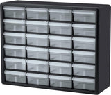 Akro-Mils 10124 24-Drawer Plastic Drawer Storage Cabinet for Garage Organization, Bead Organizer, Lego Storage, Teacher Toolbox, Makeup Organizer, and More, 20-Inch W x 6-Inch D x 16-Inch H, Black Akro-Mils